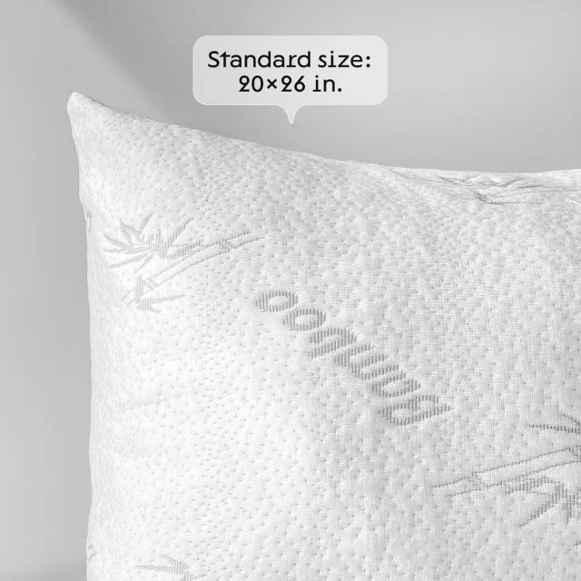 2 Pack Viscose Made from Bamboo Pillow Protectors - Cooling Pillow Protectors Standard 20x26 Pair Zippered Case, Guaranteed Noiseless Pad, Ultra Plush Absorbent (Viscose Made from Bamboo), White