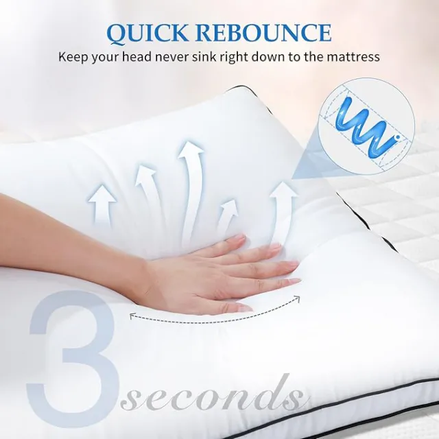 Pillows Queen Size Set of 2, Bed Pillows for Sleeping 2 Pack, Queen Pillows Down Alternative Hotel Luxury Pillow for Side and Back Sleepers, Soft & Comfortable