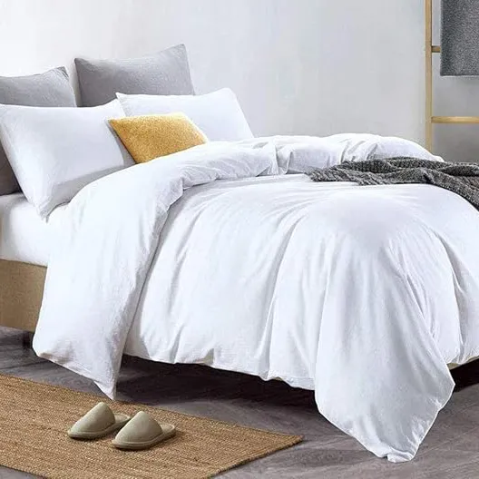 White 100% Pure Cotton (Egyptian Cotton) Duvet Cover Bed Set - Includes Duvet Cover, Fitted Sheet & Pillowcases